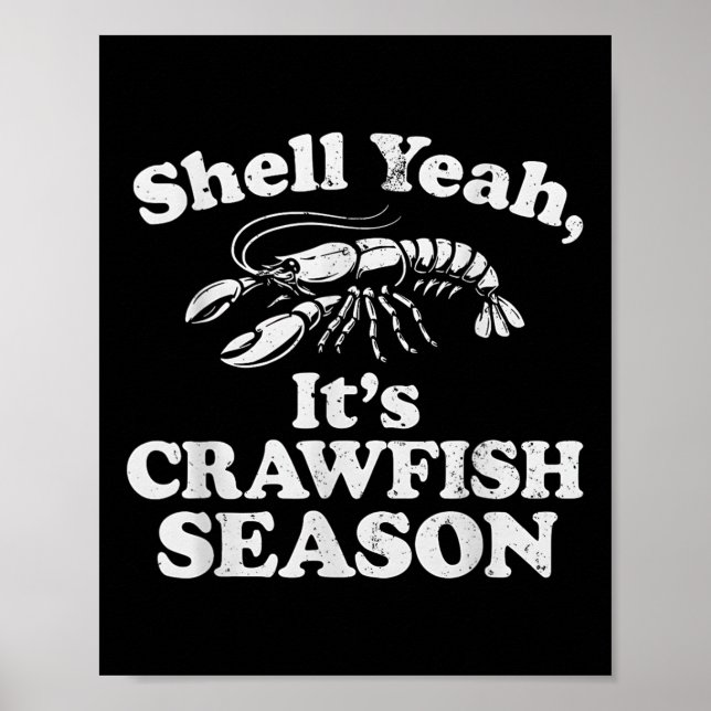 Poster Engraçado Sim É Estação de Crawfish Retro Crawfi (Frente)