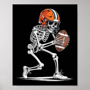 Poster Engraçado Skeleton Futebol de Halloween Meninos Fi