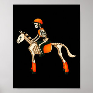 Poster Engraçado Skeleton Horse Andando no Halloween