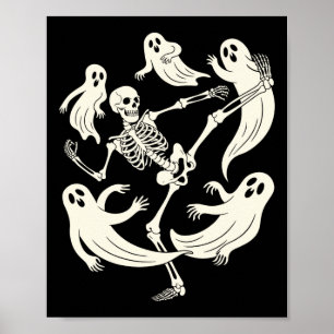 Poster Engraçado Skeleton Karate Aluga Mart do Dia das Br