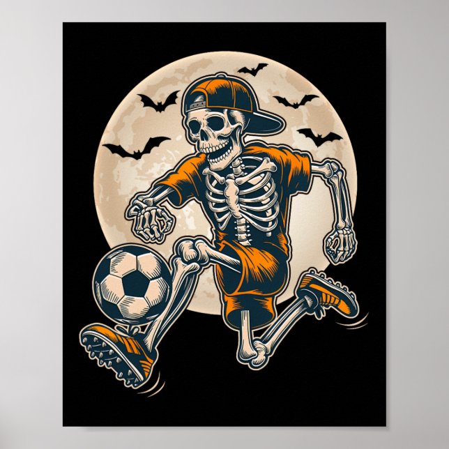 Poster Engraçado Skeleton Soccer Men Meninos Meninos Cust (Frente)