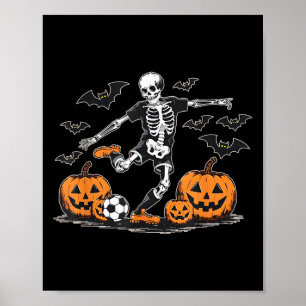 Poster Engraçado Skeleton Soccer Men Meninos Meninos Cust