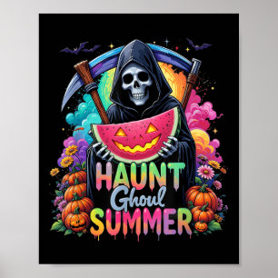Poster Engraçado Skeleton Sorvete quente Verão de Verão