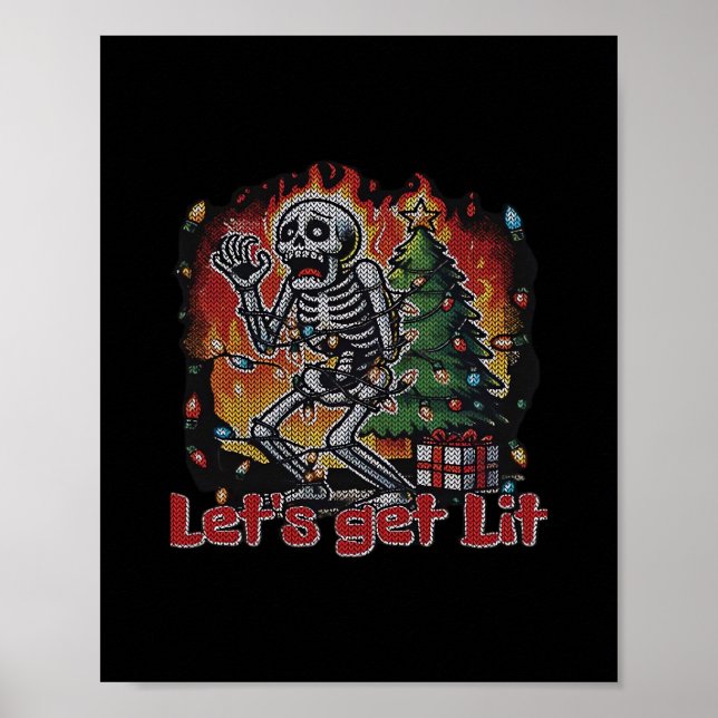 Poster Engraçado Skeleton Vamos de Natal deixe clássico (Frente)