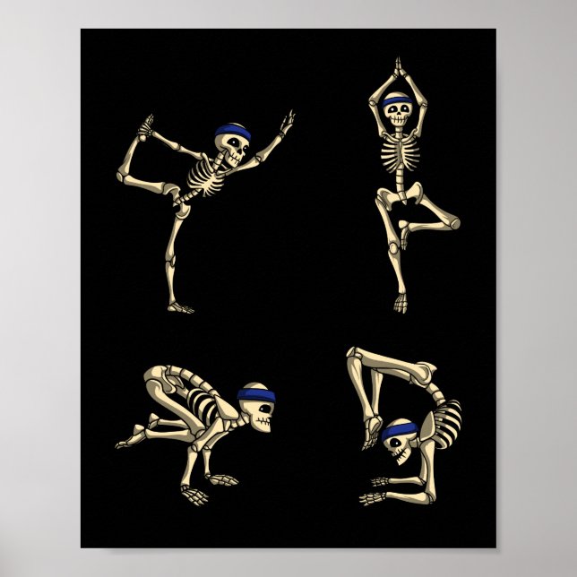 Poster Engraçado Skeleton Yoga Workout Possui Halloween (Frente)