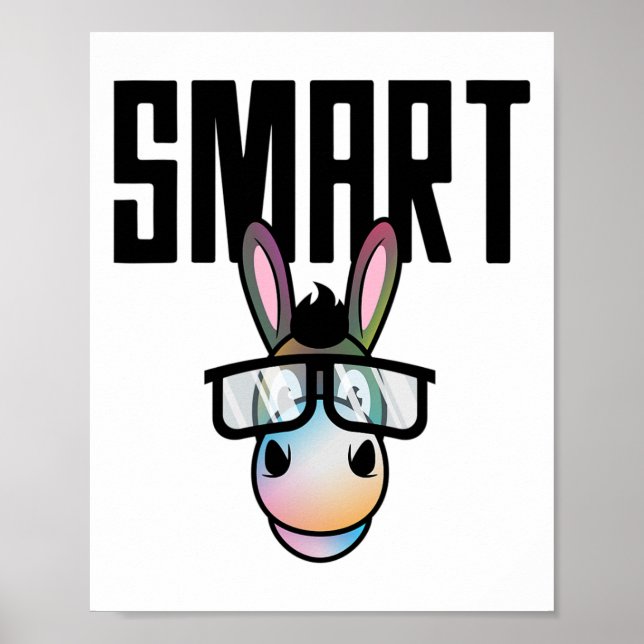 Poster Engraçado Smart Donkey Horseback, Dando Presente P (Frente)