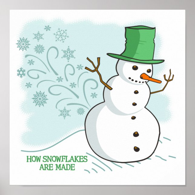 Poster Engraçado Snowman Farts Snowflakes Cartoon (Frente)