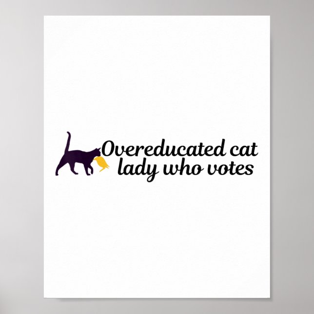 Poster Engraçado Sobreeducado Kamala Voter Cat Segurando  (Frente)