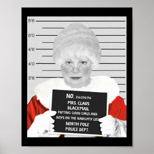 Poster Engraçado Sra. Claus Mugshot Presa No Cristo