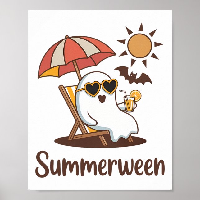 Poster Engraçado SummerEntre Cute Spooky Summer Hallowee (Frente)