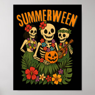 Poster Engraçado Summerwin Skeletons Luau Party Halloween