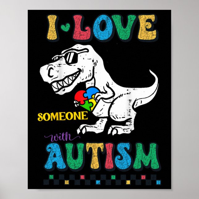 Poster Engraçado T.rex Dino Dinossaur Eu Amo Alguém Com A (Frente)