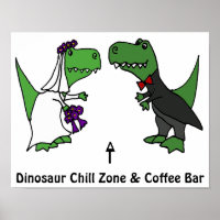 Engraçado T-rex Dinossauro Noiva e noivo