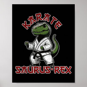 Poster Engraçado T-rex Karate Dino Arts Crianças de Artes