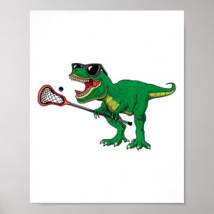 Poster Engraçado T Rex Lacrosse Dinossaur Lax Boys Lacros