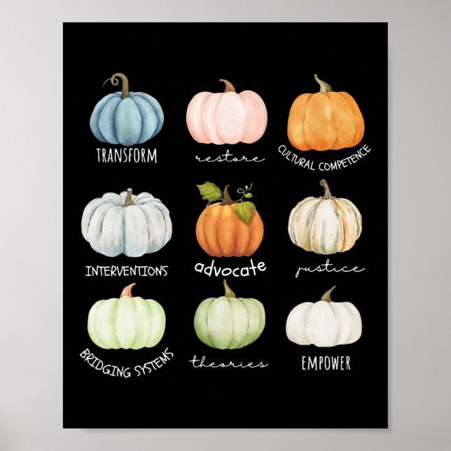 Poster Engraçado Trabalhador Social Halloween Fall Pumpki (Frente)