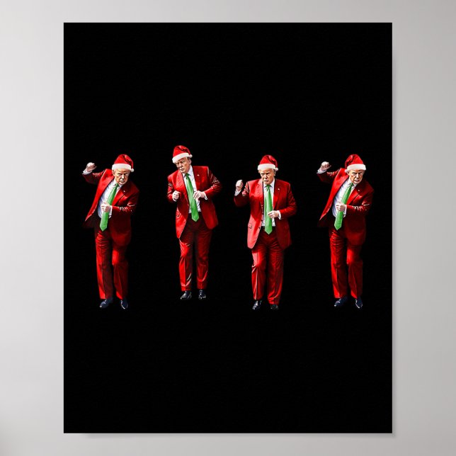 Poster Engraçado Trump Dance Papai Noel Natal (Frente)