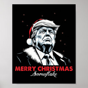 Poster Engraçado Trump Feliz Floco de Neve de Natal