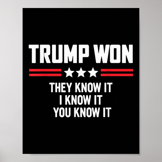 Poster Engraçado Trump Ganhou Eles Sabem Que Eu Sei (Frente)