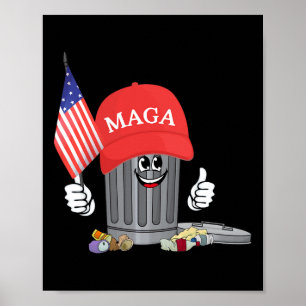 Poster Engraçado Trump Mega Garbage Can Personagem de des