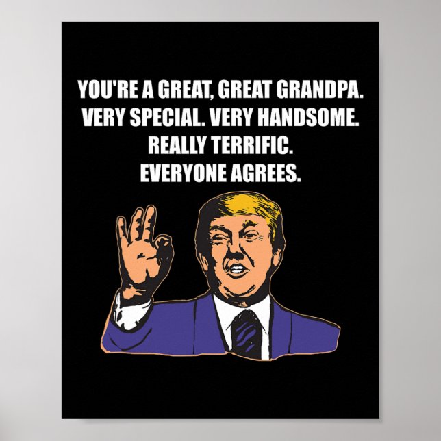 Poster Engraçado Trump Melhor Avô Sempre Concorda (Frente)