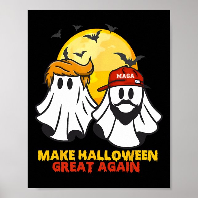Poster Engraçado Trump Vance Ghost Mega Hat Faz Halloween (Frente)