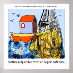 Poster Engraçado Tuba Seguro para Golfinhos