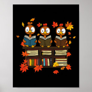 Poster Engraçado Turquia Lendo Obrigado do Bookworm Bibli