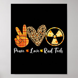 Poster Engraçado Turquia Paz Amor Rad Tech Fall Graças a
