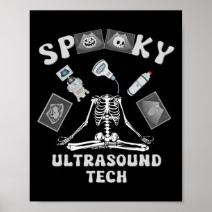 Poster Engraçado Ultrassom Tech Skeleton Halloween Co