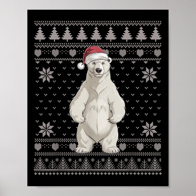 Poster Engraçado Urso Lar Feio Papais noeis De Suéter De  (Frente)