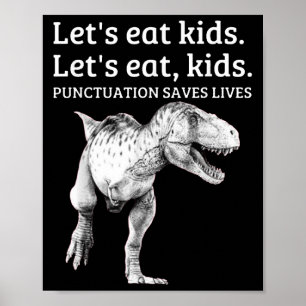Poster Engraçado Vamos Comer Crianças Pontuação Salva Vid