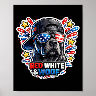 Poster Engraçado vermelho branco e woof cane corso cão pa