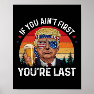 Poster Engraçado Vintage 4 de julho Donald Trump Bebendo