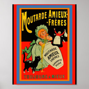 Poster Engraçado Vintage, Mostarda Francesa Moutarde Ad G