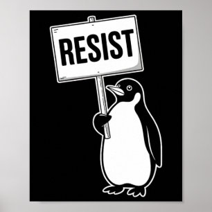 Poster Engraçado Vintage Penguin resiste a pinguins Legal