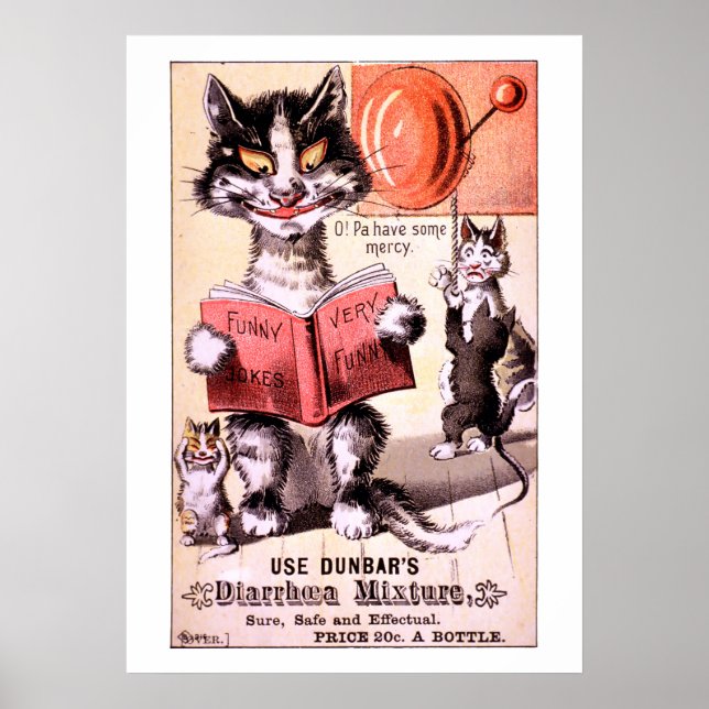 Poster Engraçado Vitoriano Era Cat Ad (Frente)