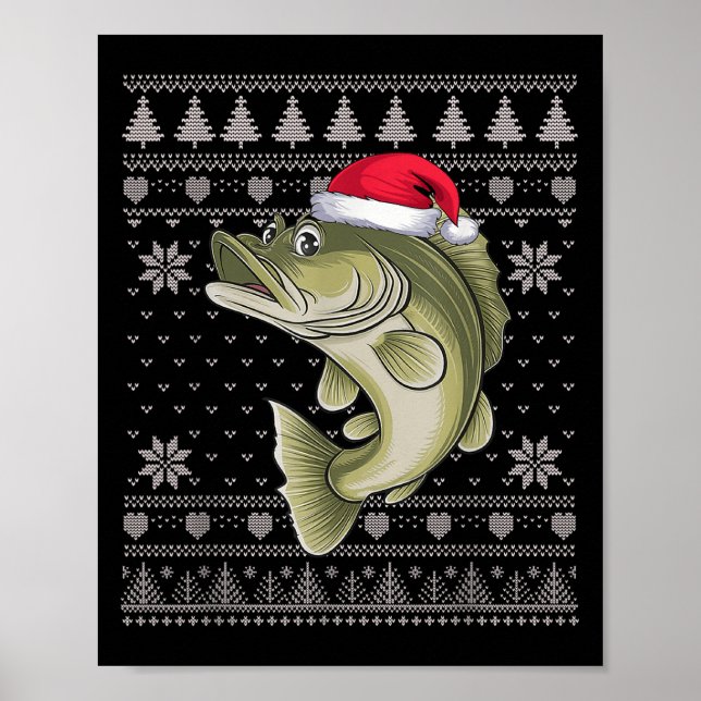Poster Engraçado Walleye Peixes Feios De Natal Papais noe (Frente)