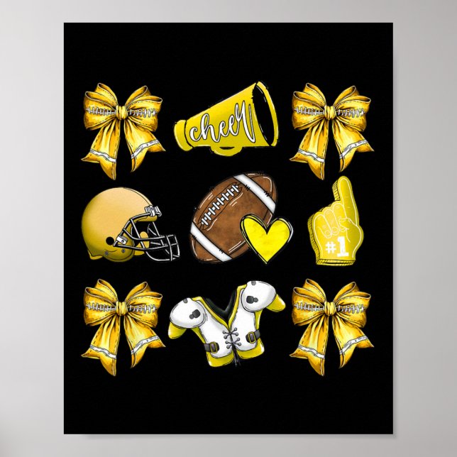 Poster Engraçado Yellow Chee Coquette Futebol Mãe Mulhere (Frente)