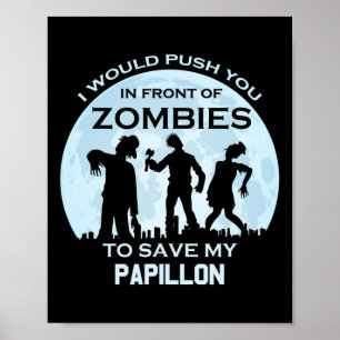 Poster Engraçado Zombie Halloween Pet Papillon