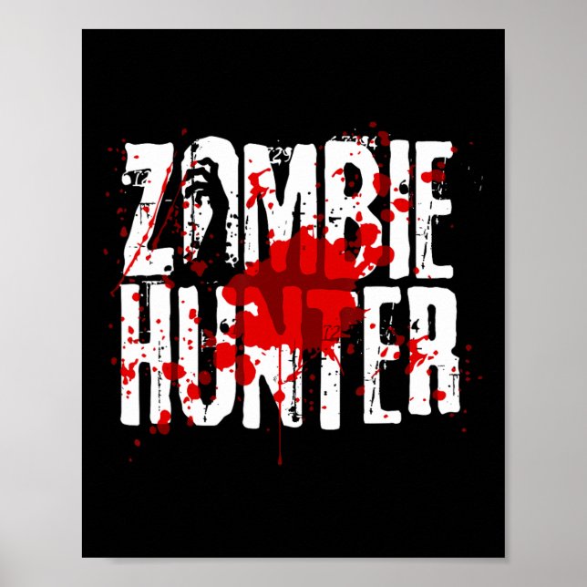 Poster Engraçado Zombie Hunter Design Para Meninas Hallow (Frente)