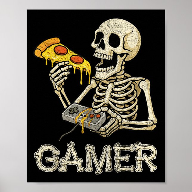 Poster Engraçado Zza Gamer Skeleton Jogo Adolescentes Jov (Frente)