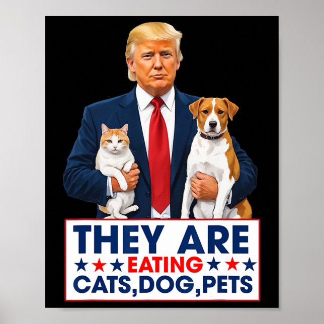 Poster Engraçados Estão Comendo Os Cães Os Gatos Os Anima (Frente)