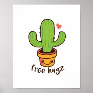 Poster Engraçados Grátis Abraços Hugz Cactos Rapidamen
