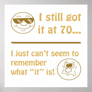 Pôster Engraçados Rostos 70 de Aniversário Presentes