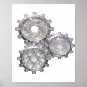 Poster Engrenagens Prateadas Frescas DO UNIVERSO