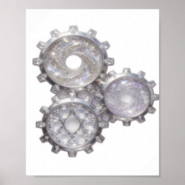 Poster Engrenagens Prateadas Frescas DO UNIVERSO (Frente)