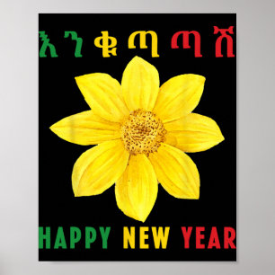 Poster Enkuh Adey Abeba, Feliz Ano Novo, Etíope Eritreu
