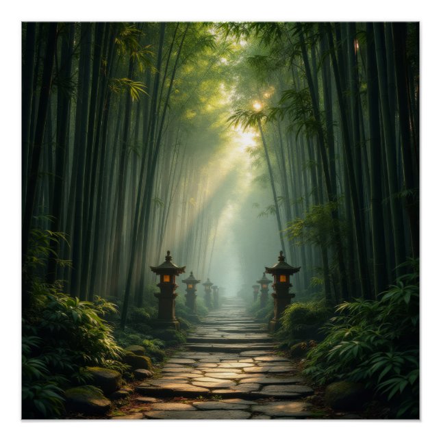 Pôster Enlightened Path: The Bamboo Forest Sanctuary (Frente)