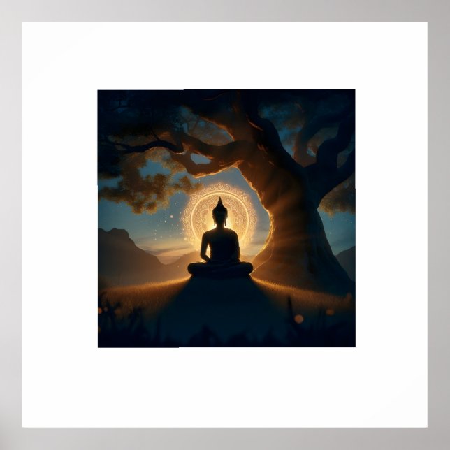 Poster Enlightenment Under Bodhi Tree - Buddha Meditation (Frente)